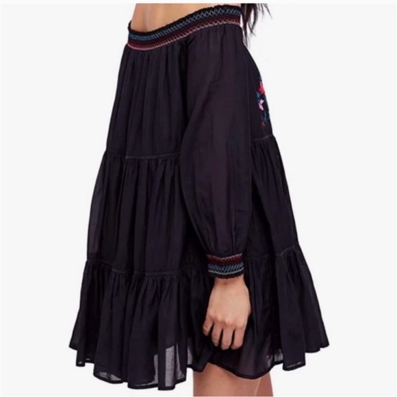 EUC Free People Sunbeams Mini Boho Dress in Black Size Small - Picture 7 of 16